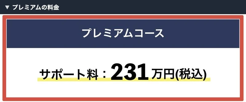 物販ONEプレミアムコースのサポート料231万円税込