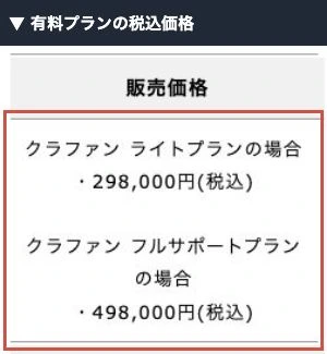 特定商取引法の表記にある2種類のプランと税込販売価格