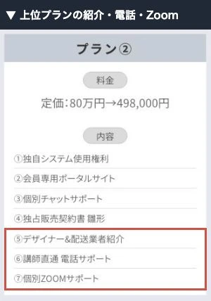 上位プランの提供サービス一覧にある業者紹介と電話・Zoom